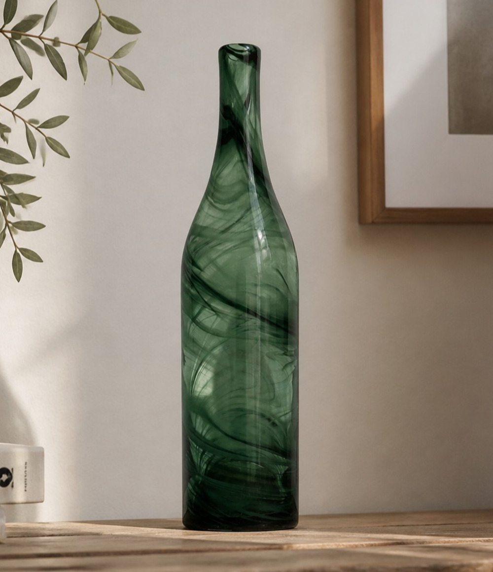 Threshold Swirled Glass Vase 19" Tall Turquoise Green Teal Decorative Accent